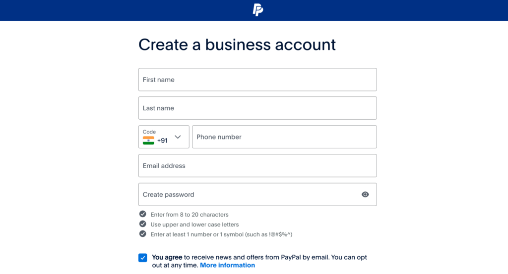 PayPal business account